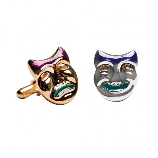 mardi gras epoxy comedy/tradegy cuff links only